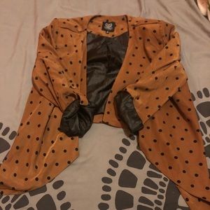 Brown and Black polka dot crop blazer
